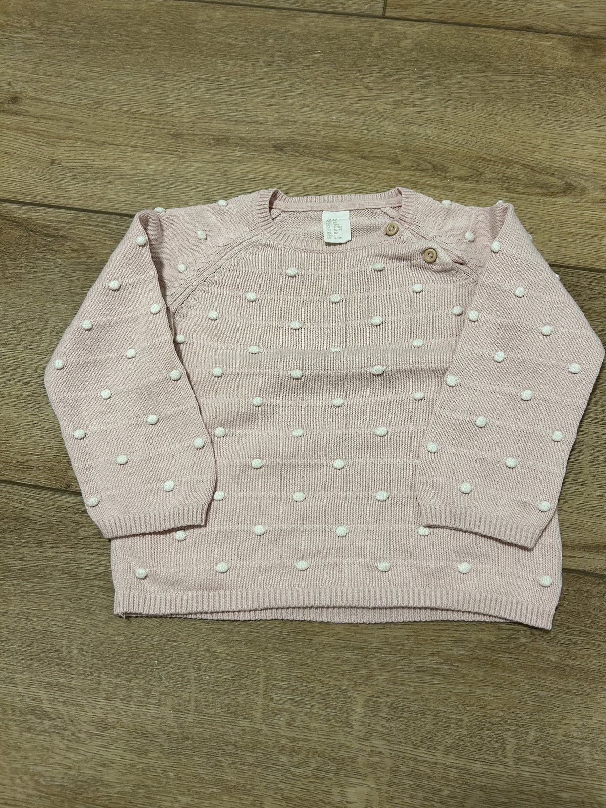 Strickpullover rosa Punkte 80