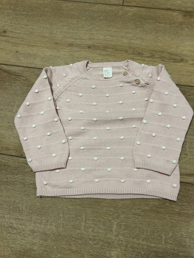 Strickpullover rosa Punkte 80