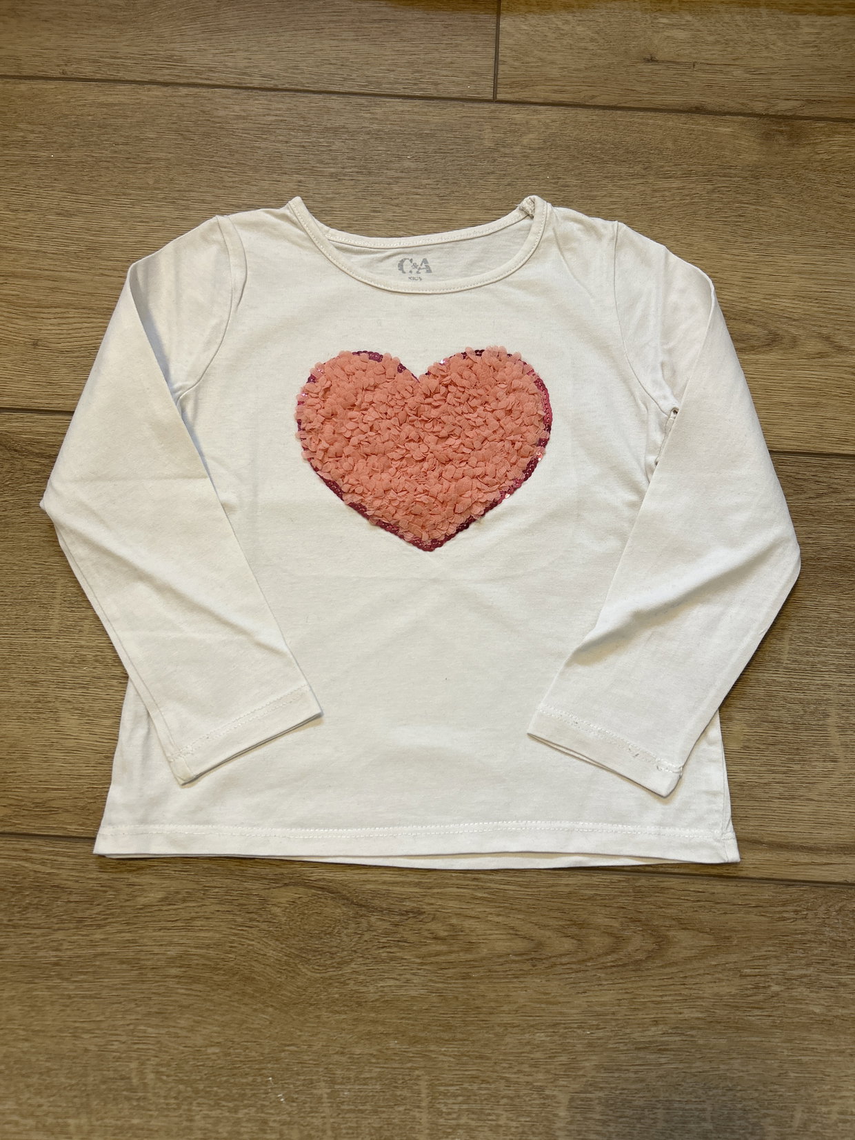 Langarmshirt Herz weiß 104