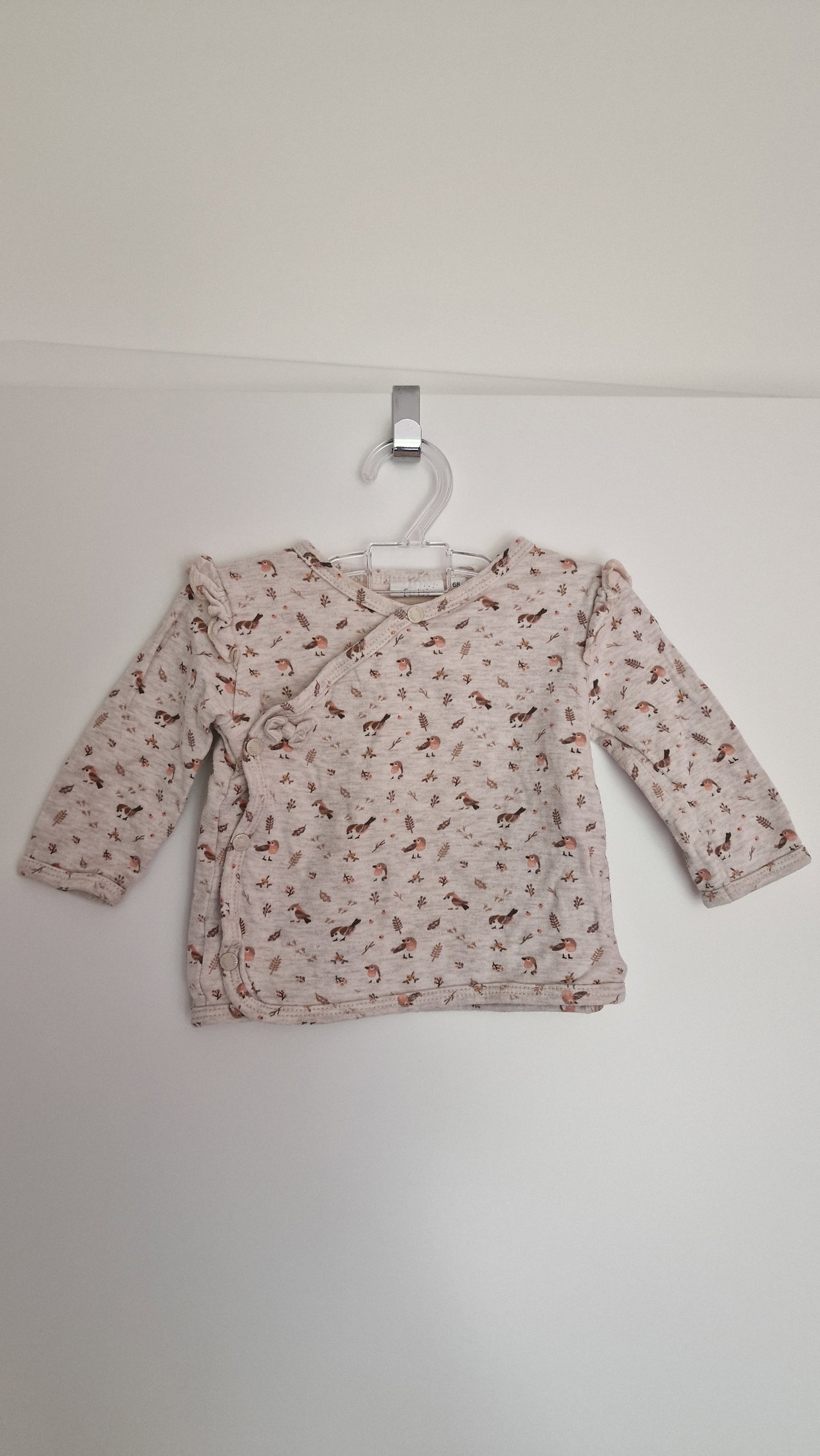 Wickelshirt Langarm beige (Vögel)