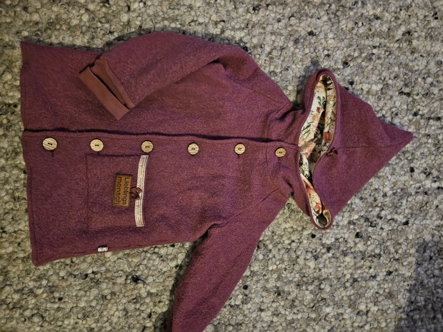 Walkjacke 110/116 bestickt Bär, Mauve