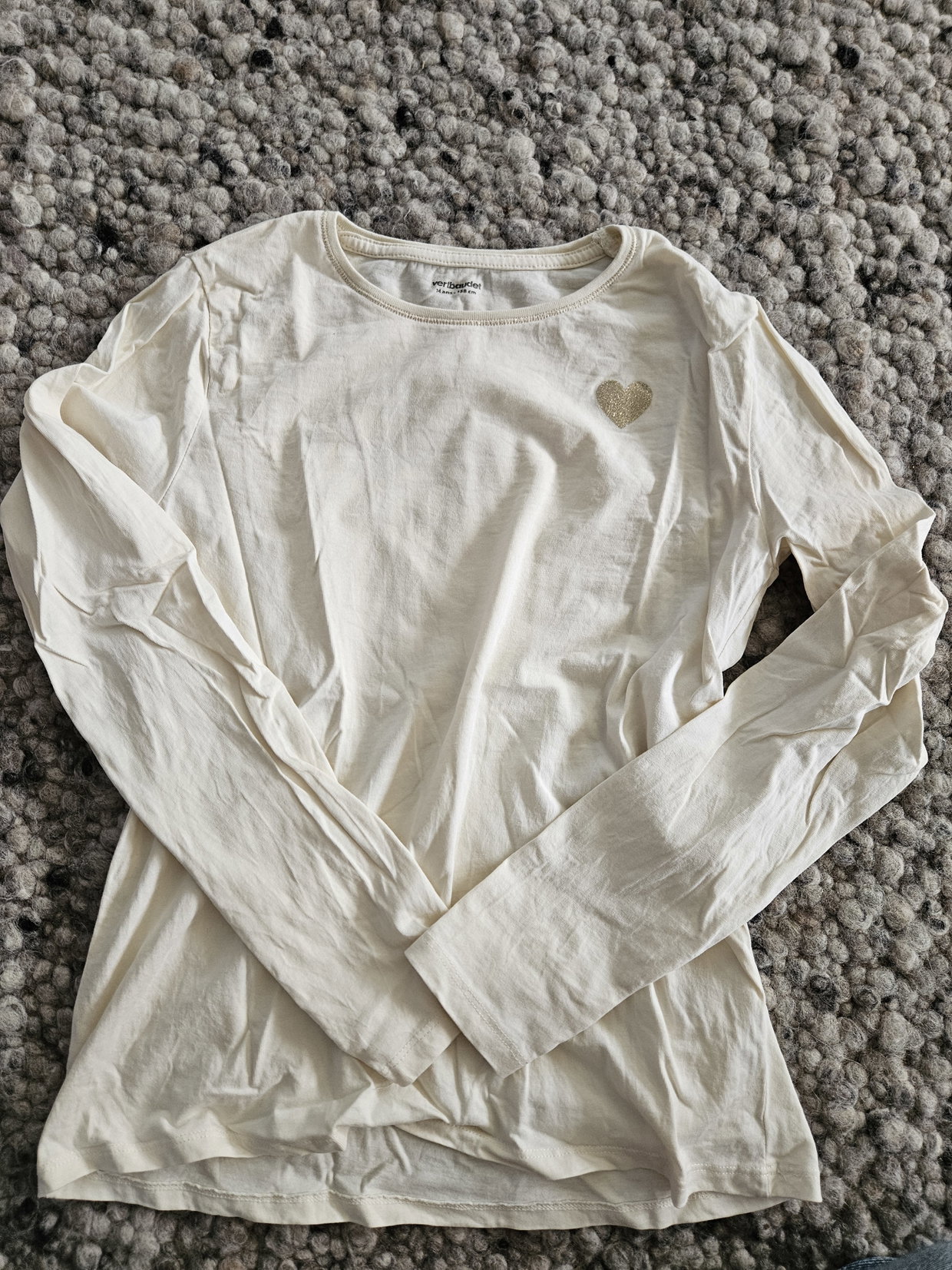 Vertbaudet Langarmshirt 158 creme mit 1 Herz