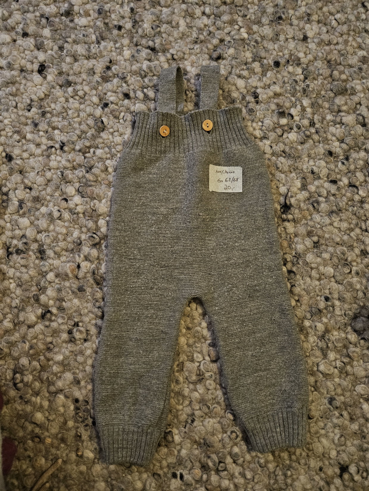 Merino Latzhose Schurwolle grau 62/68