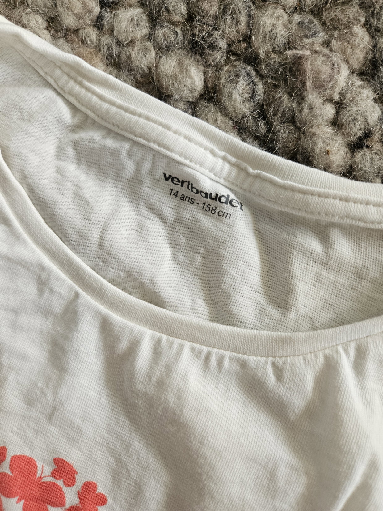Vertbaudet Langarmshirt 158 creme mit Herz Schmetterling 