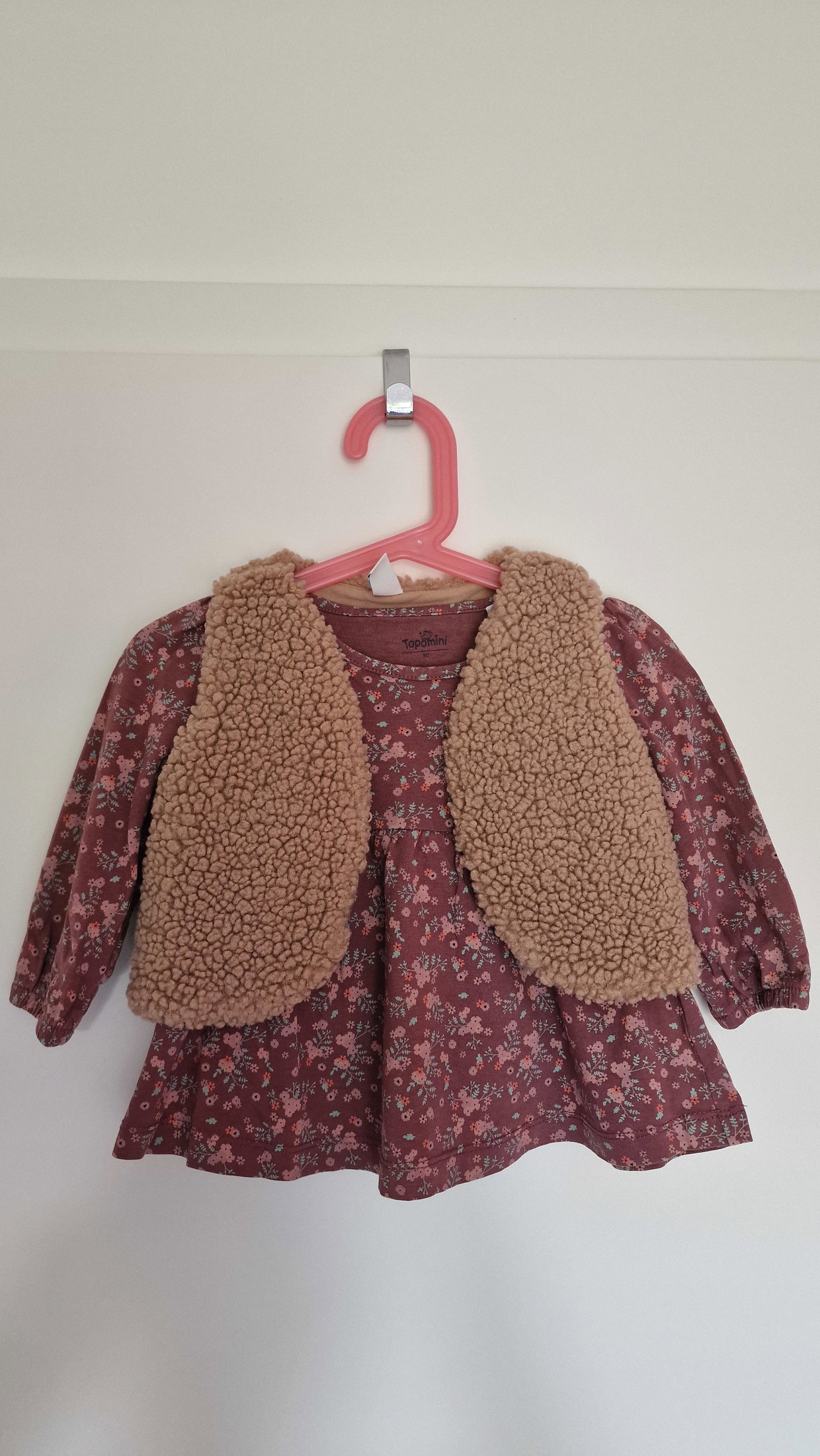 Set Shirt/Kleid mit Teddyweste