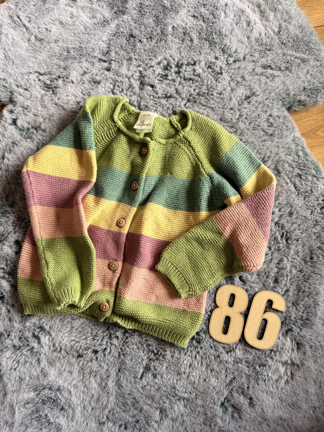 Regenbogen Strickjacke Gr.86