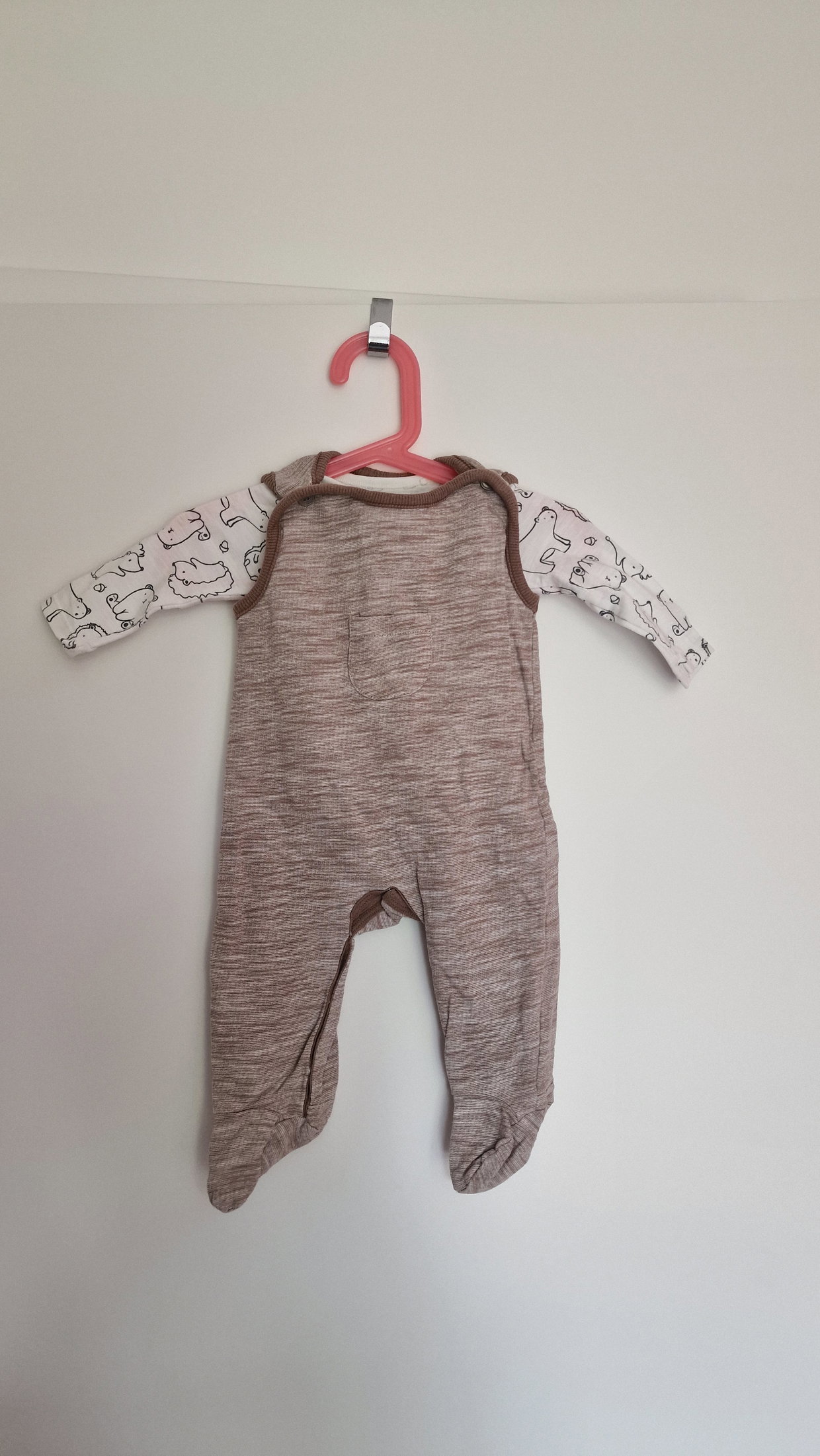 Set Strampler + Body braun (Tierbody)
