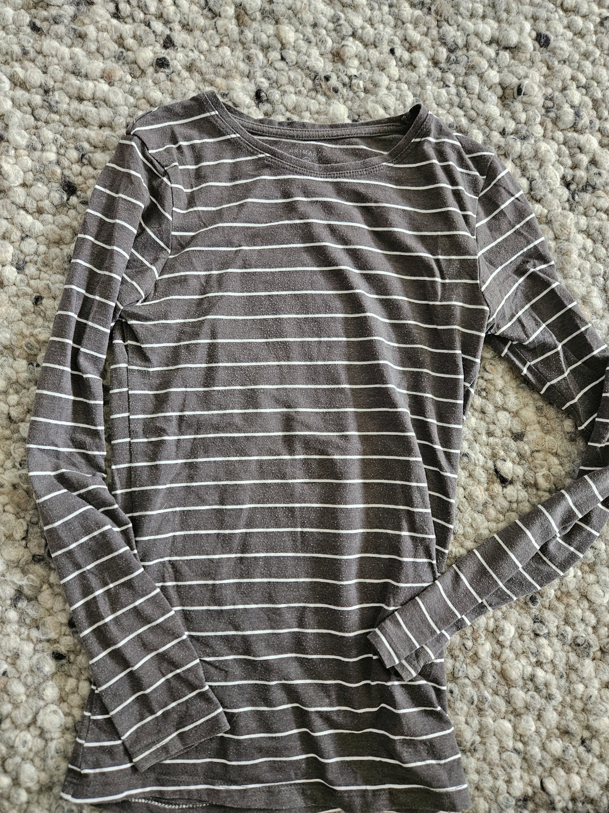 Langarmshirt dunkelgrau Streifen XS