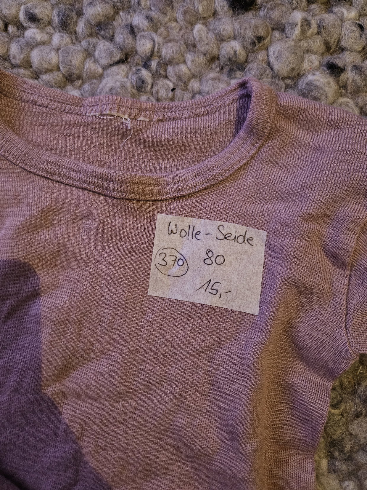 Wolle Seide Langarmshirt Mauve Gr.80