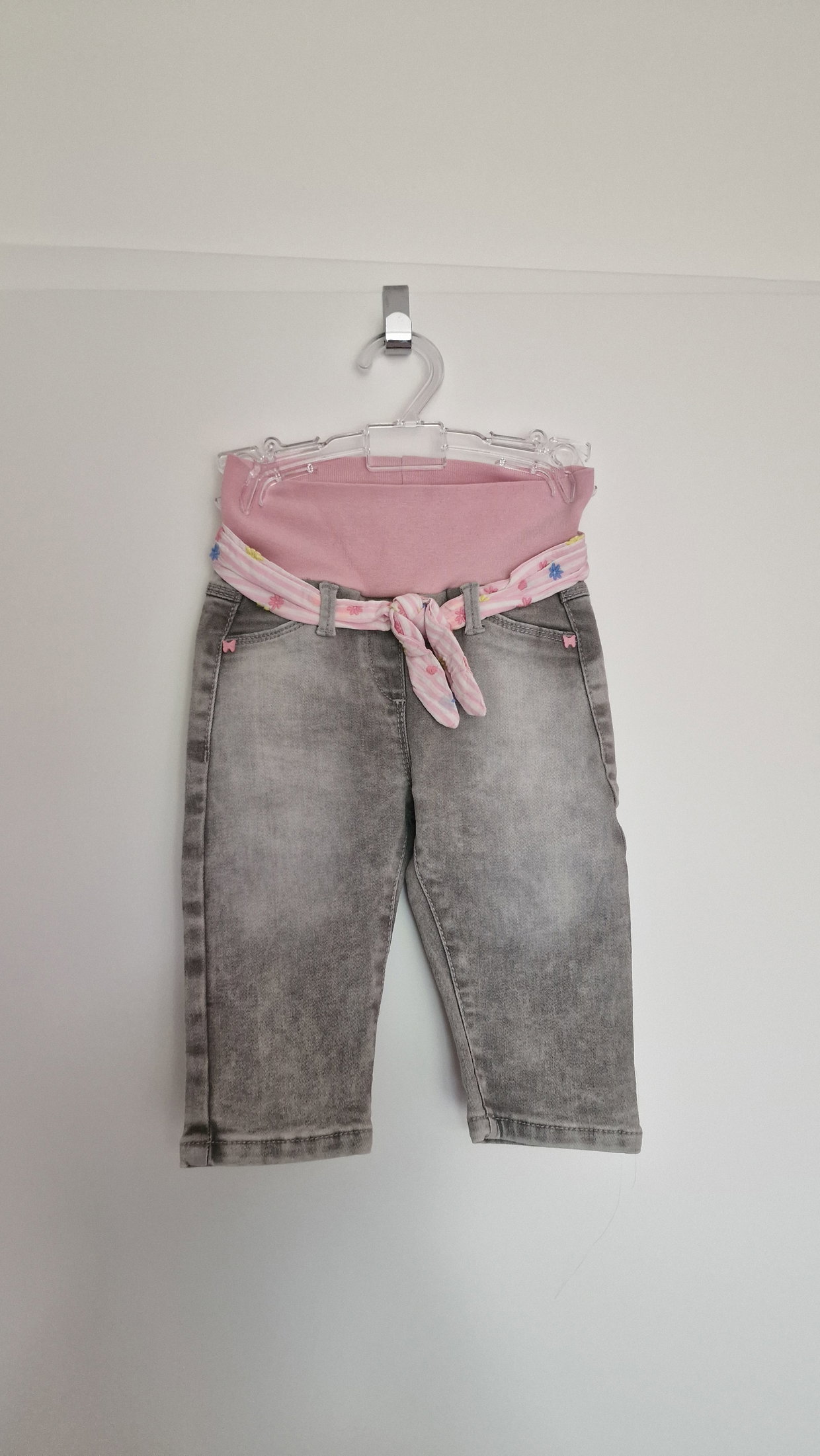 Stretch-Jeanshose grau-rosa