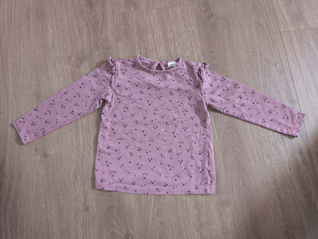 Langarm Shirt dunkel pink Herzen 86 h&m