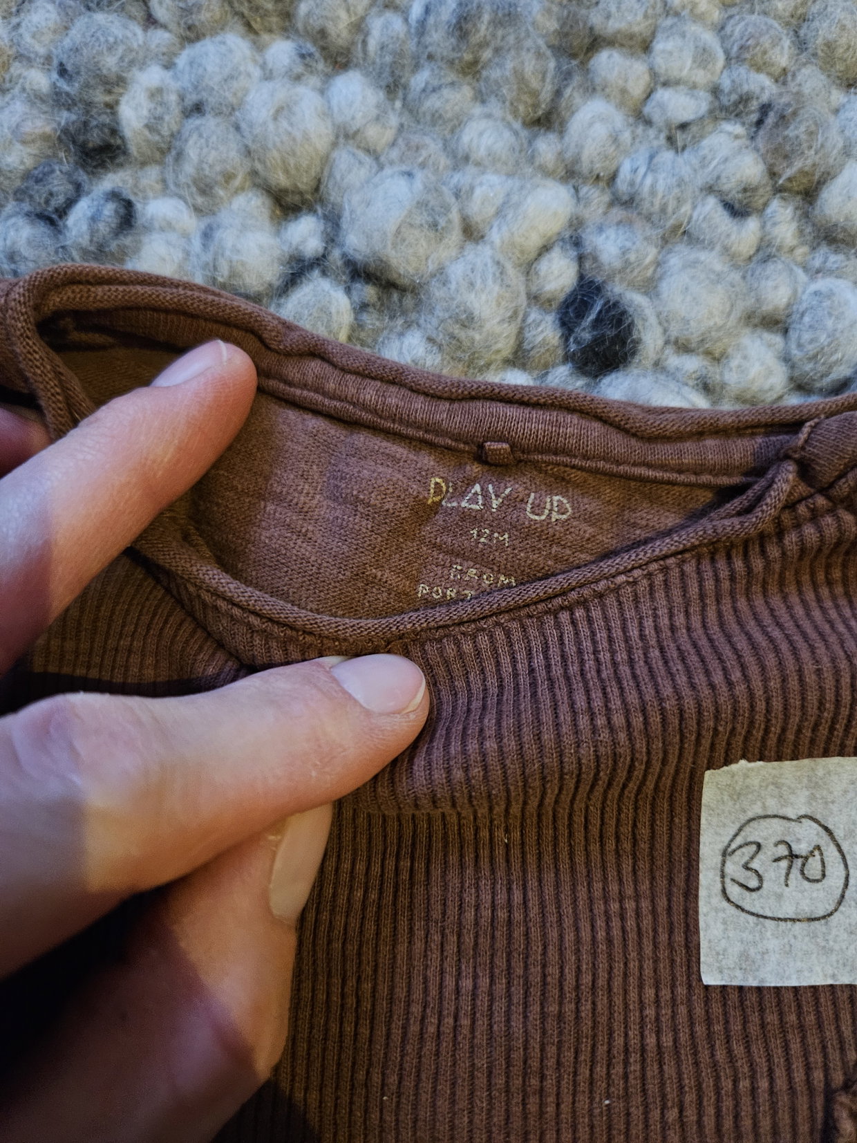 Rippshirt Langarm Play up 74/80 braun 