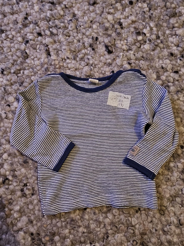 Lilano Wolle Seide böau geringelt Merino Langarmshirt  Gr. 80 