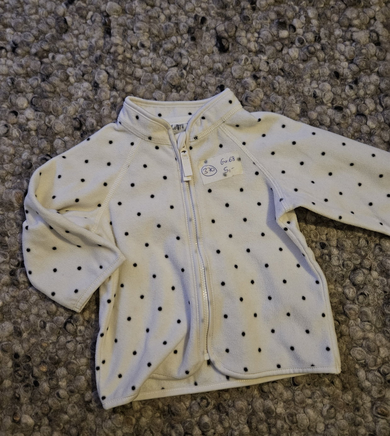 Fleecejacke 68 weiß mit Punkten