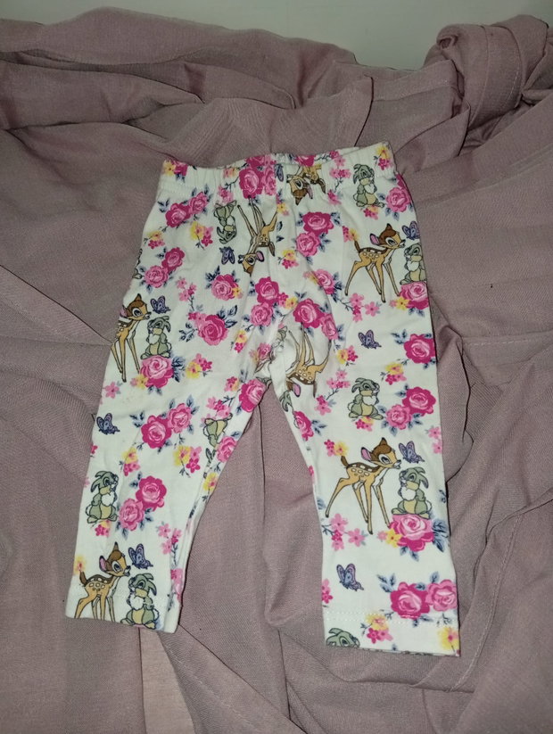 🤍🦌 Weiße Bambi-Leggings – Größe 68