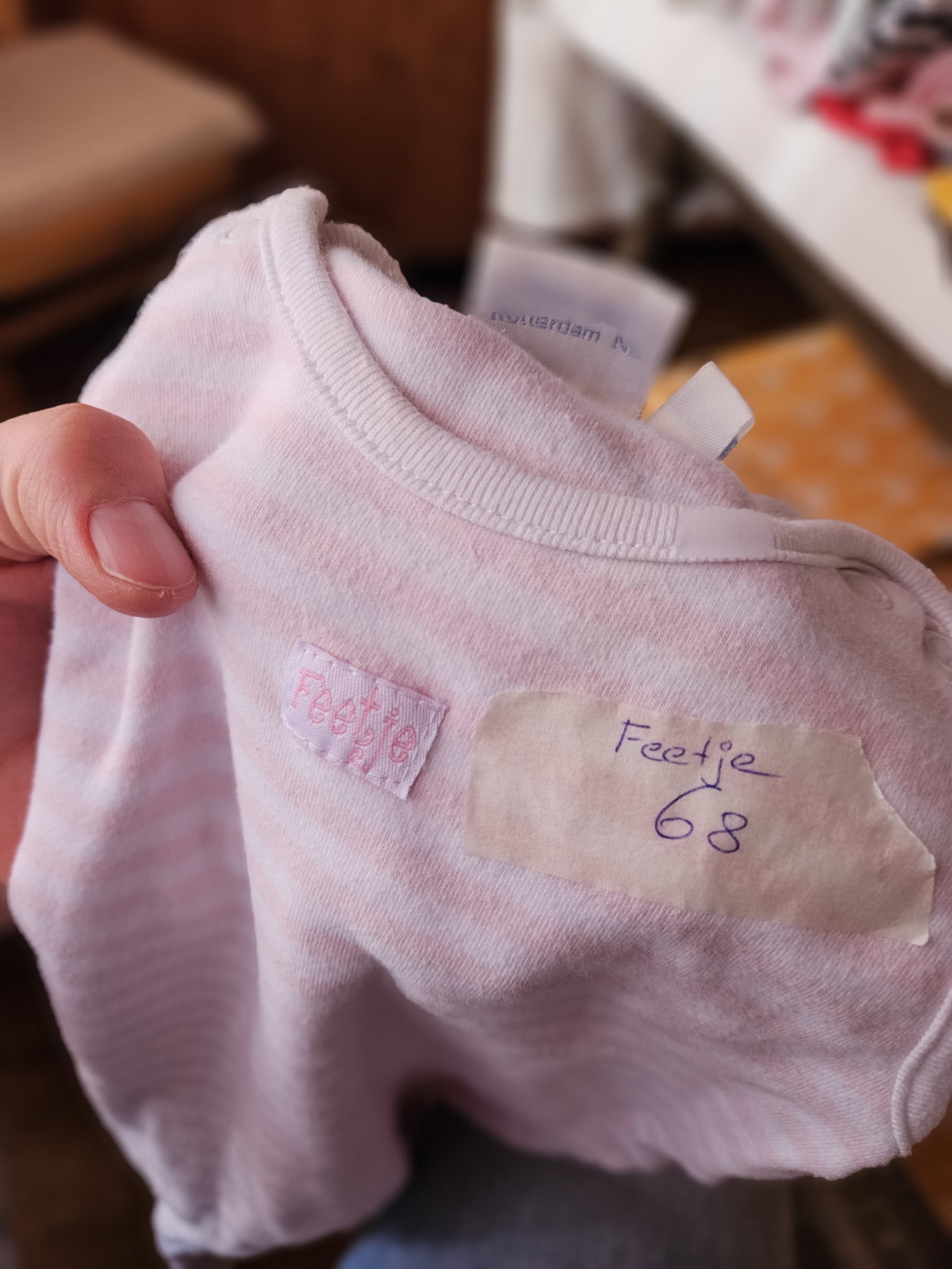 Feetje Strampler 68 rosa Weiß gestreift