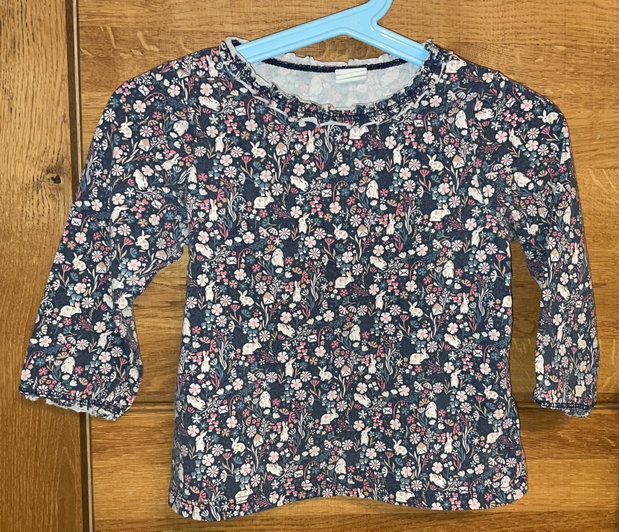 Langarmshirt, dünn, Gr. 86, Hasen