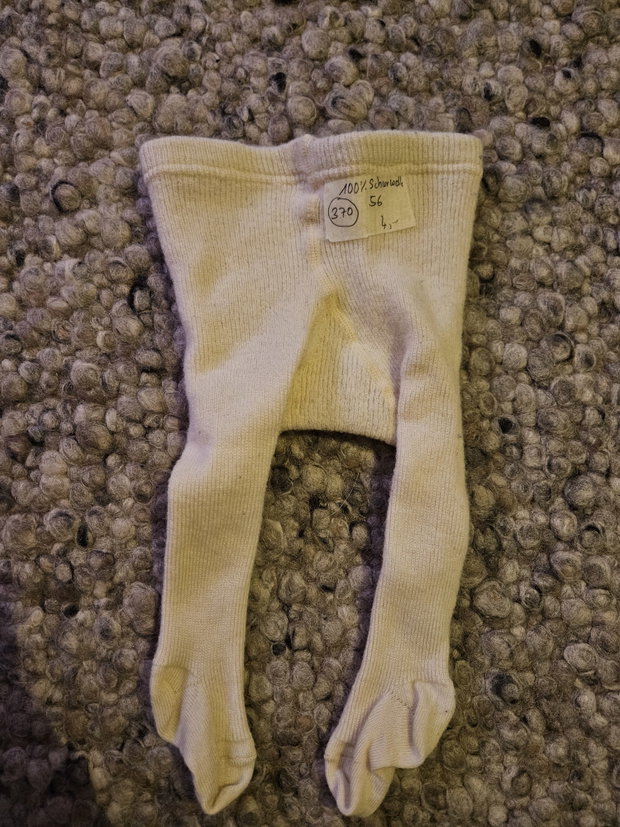 Schurwolle Strumpfhose creme 56