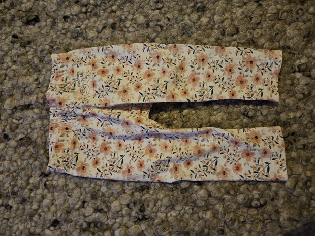 Handmade Leggins Blumen 74/80 weiß rosa