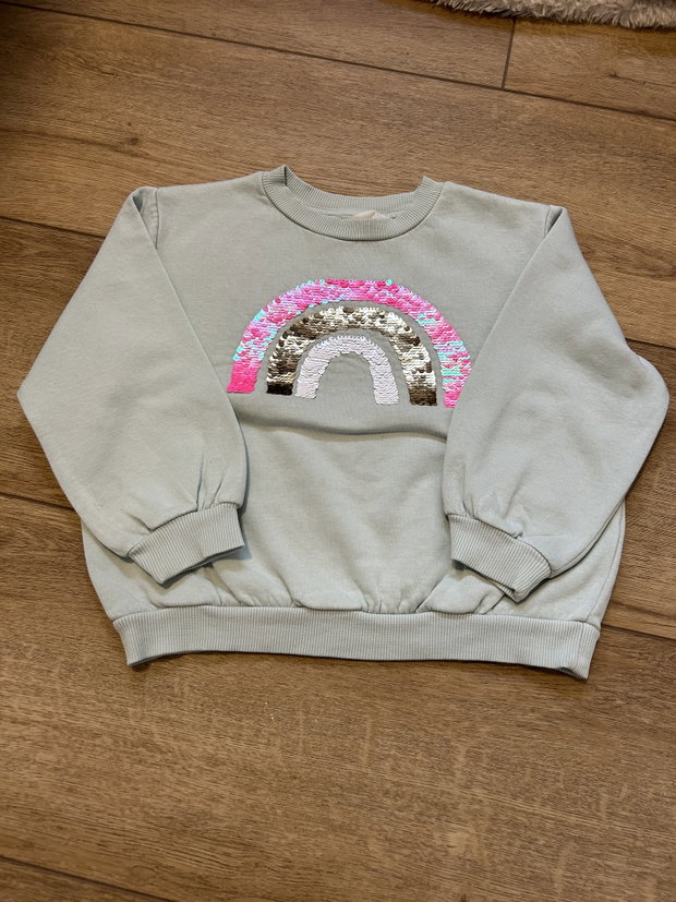 Pullover Regenbogen Pailletten 110/116
