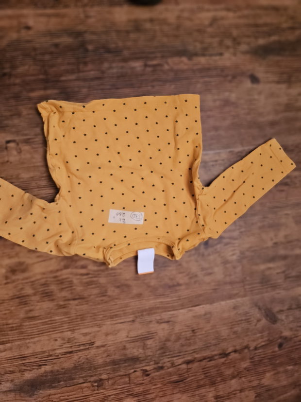 Langarmshirt gelb Sterne 62 Pusblu