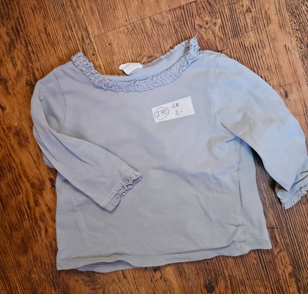 Langarmshirt blau Rüschen 68