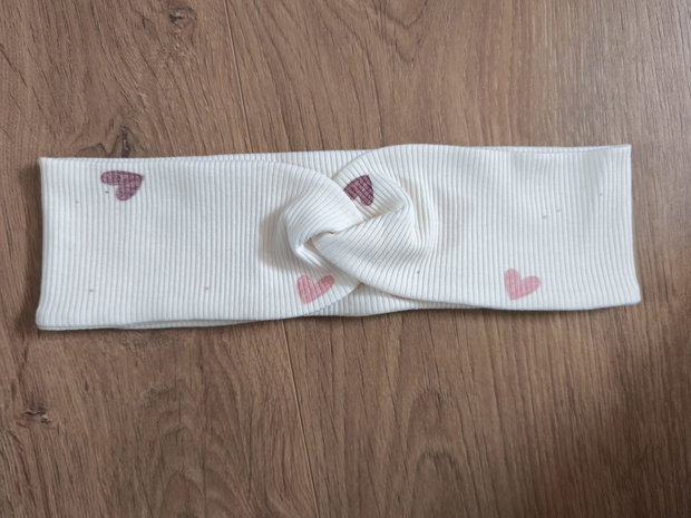 Knoten Stirnband weiß herzen 