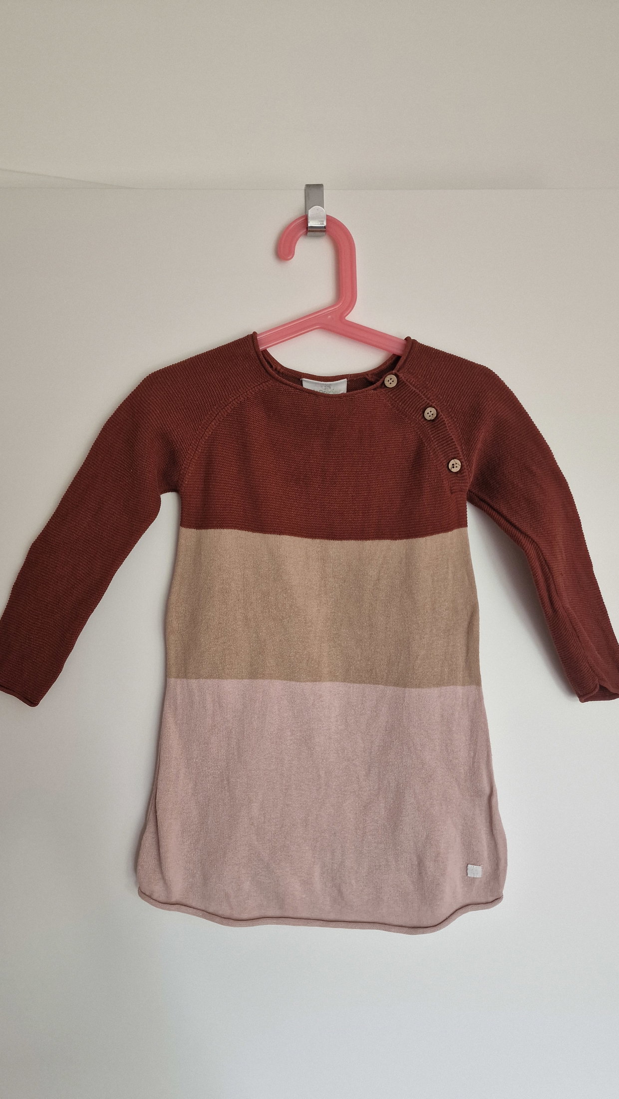 Strickkleid rot-beige-rosa