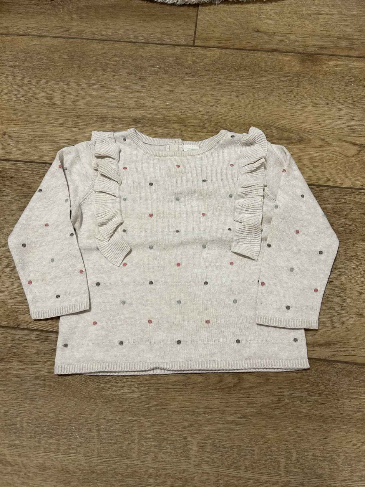 Strickpullover beige Punkte 80