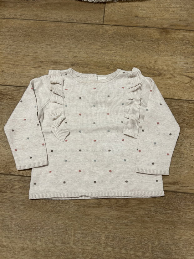 Strickpullover beige Punkte 80