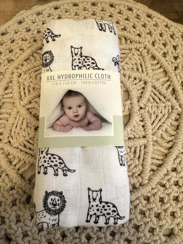 Mulltuch groß Neu Weiss mit Tieren