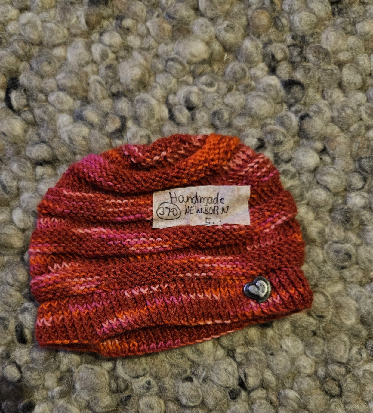 Handmade Strickmütze rot Newborn Wolle