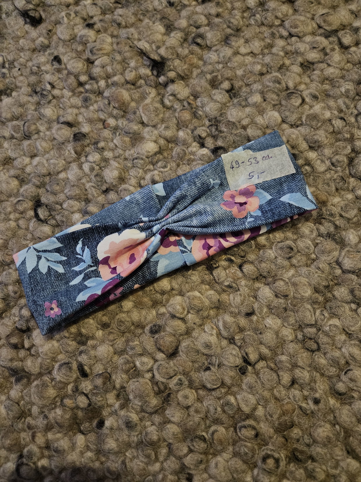 Stirnband 49-53 cm blau Blumen