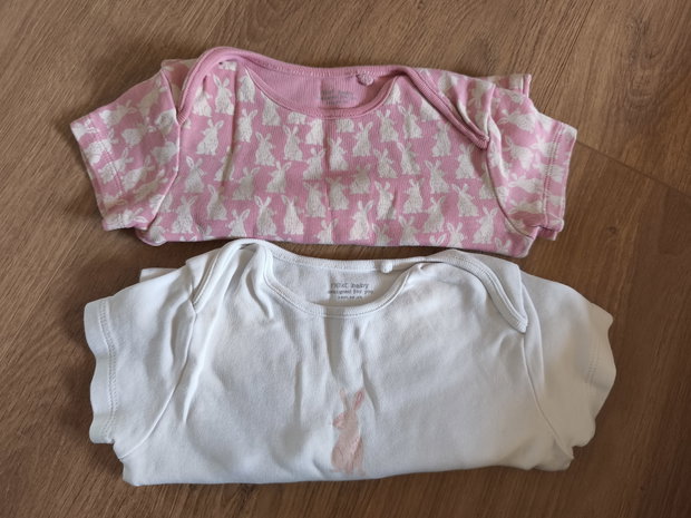 2er Set kurzarm bodies next rosa Weiß Hase 