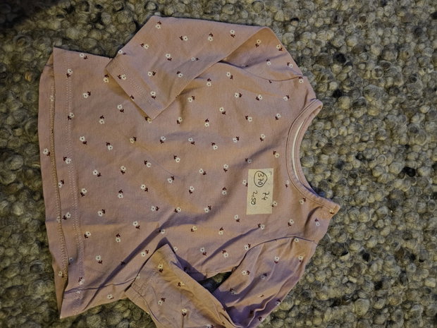 Babyclub Langarmshirt 74, rosa mit Blumen