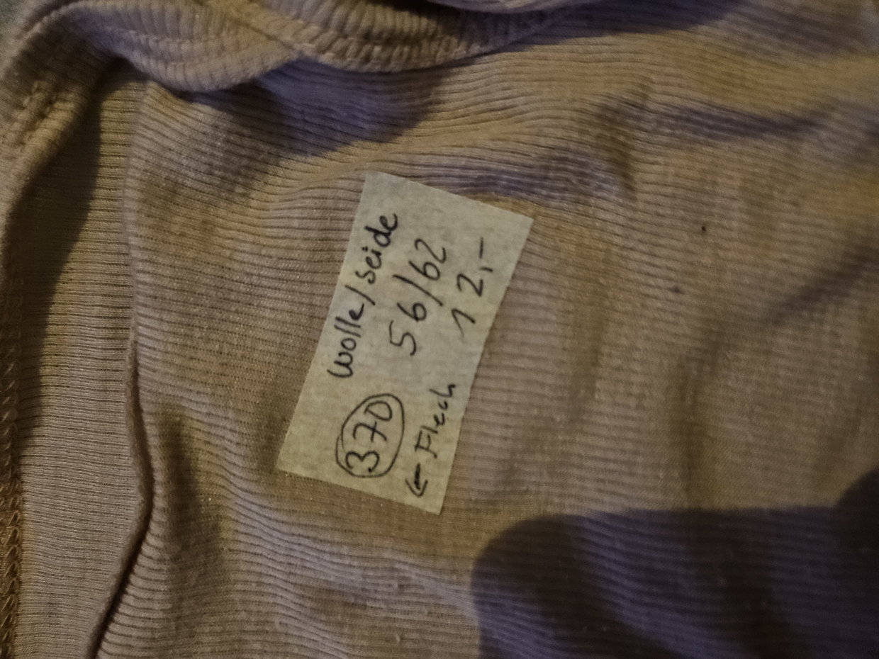Langarmshirt handmade Wolle Seide 56-62 Mauve