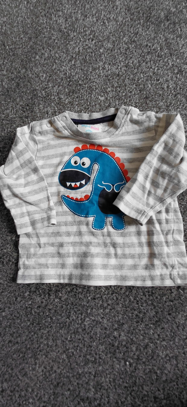 Grau weiß Langarmshirt Dino