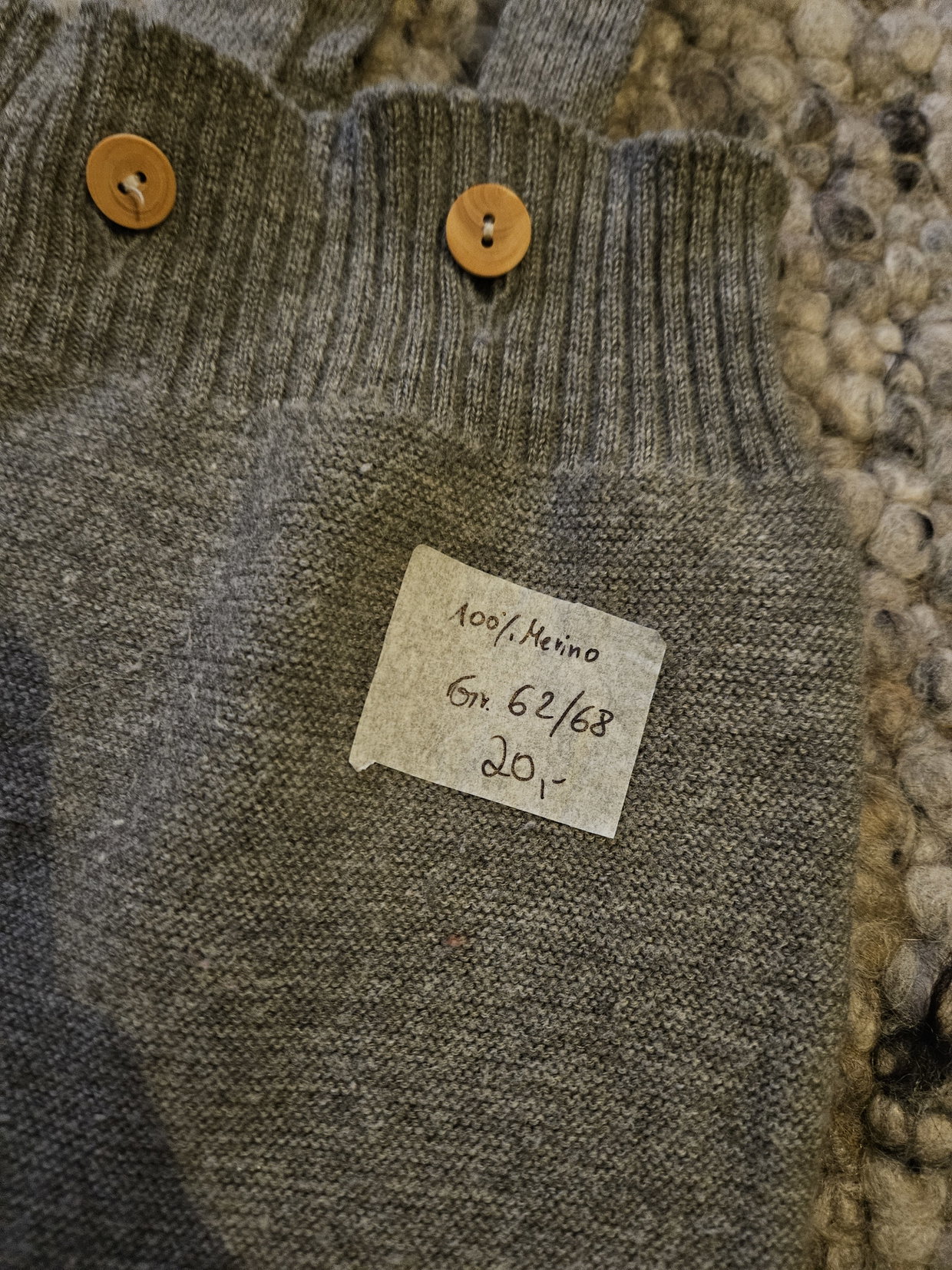 Merino Latzhose Schurwolle grau 62/68