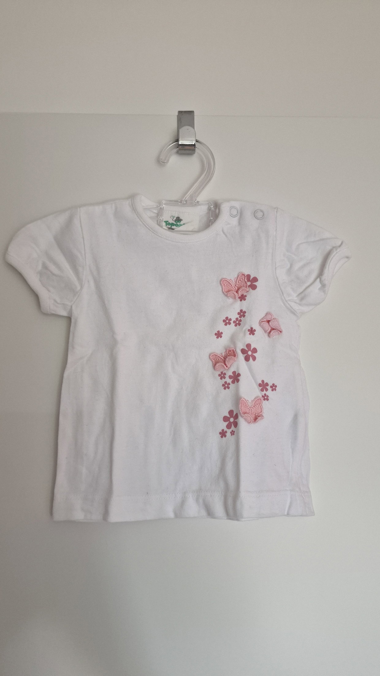 T- Shirt weiß-rosa (Schmetterlinge+ Blumen)