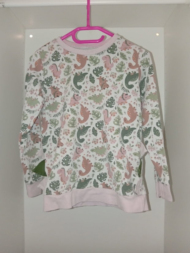 🦖 Pullover mit Dino- und Blättermotiv – Gr. 134