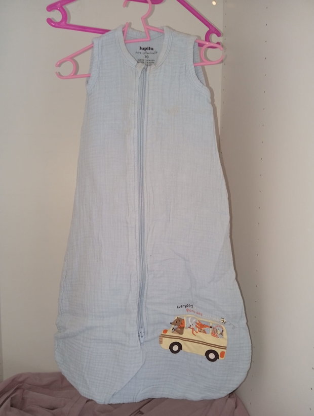 Blauer Schlafsack mit Tier-Auto-Motiv 💙🚗