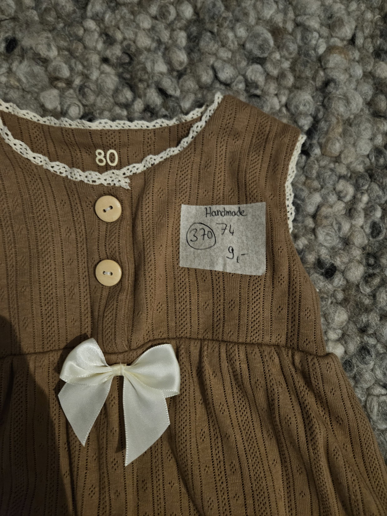 Handmade Jumpsuit braun mit Schleife 80