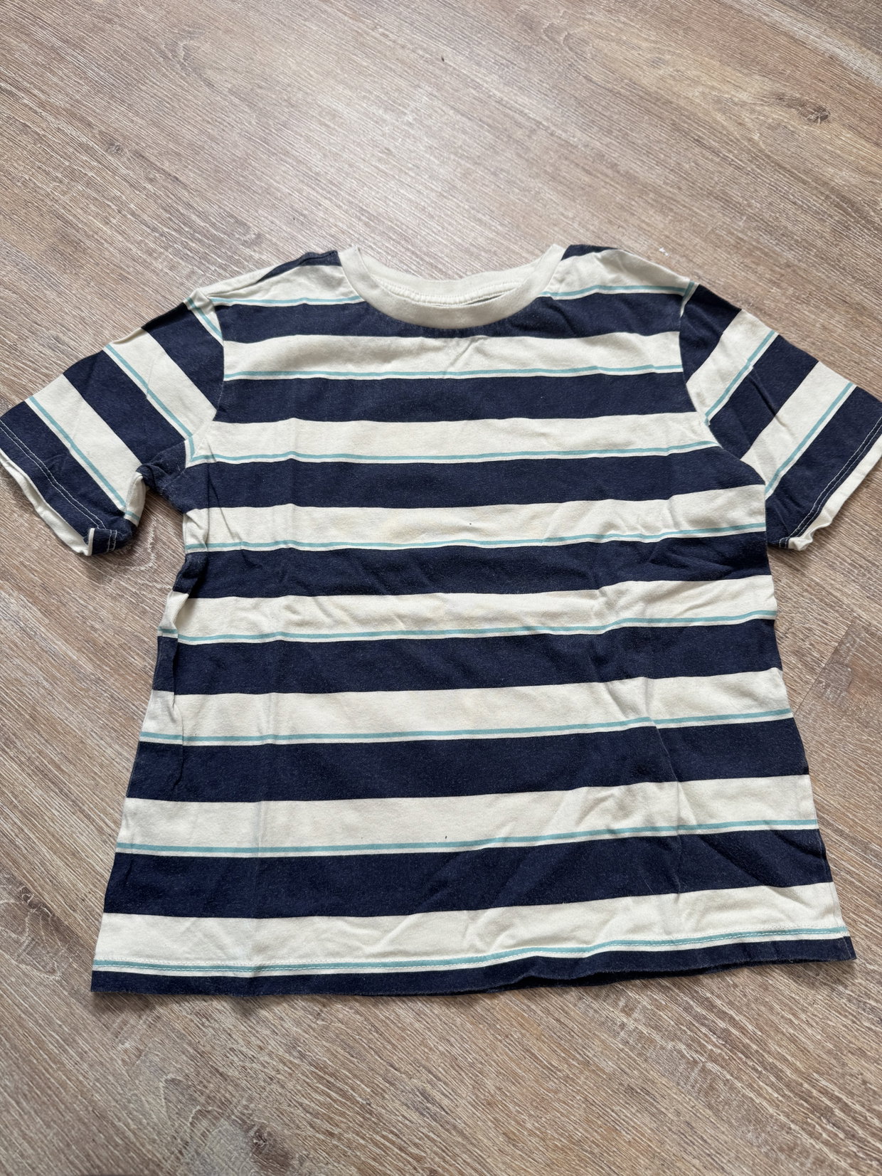   H&M T-Shirt, blau-grün-weiß gestreift Gr. 128