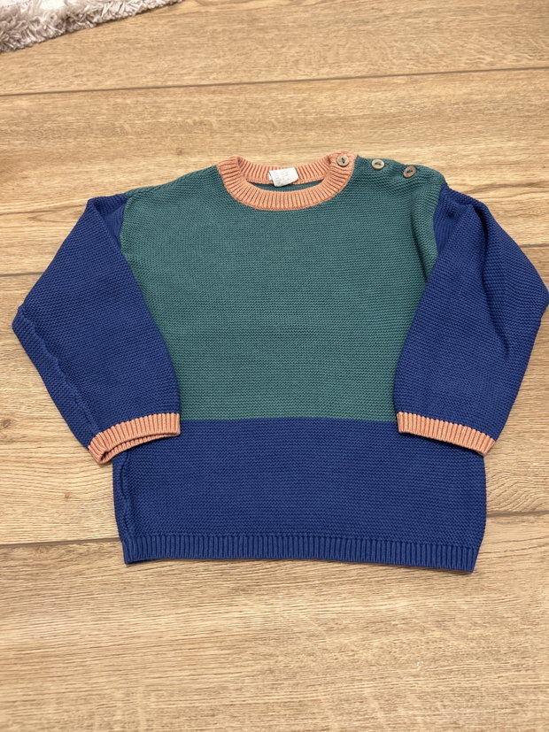Feinstruck Pullover Blau Grün 92