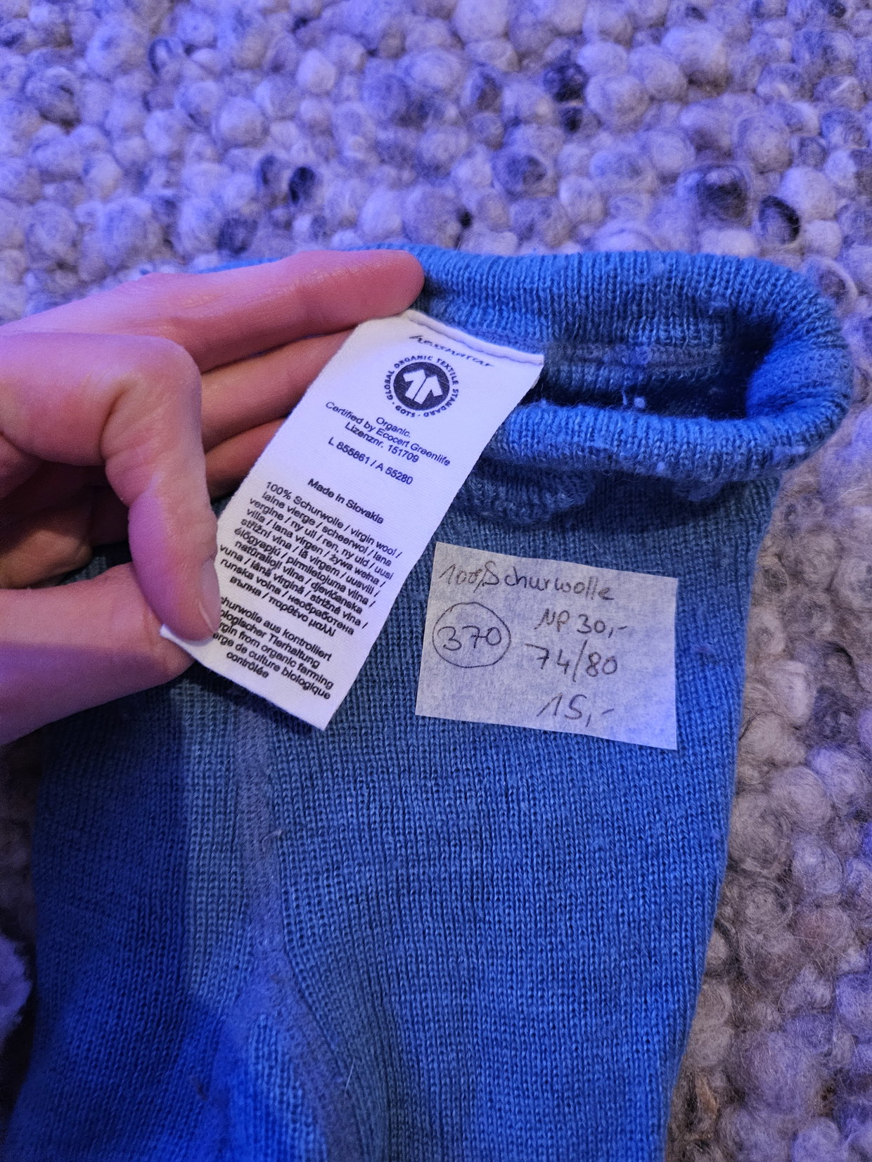 Hessnatur Strumpfhose blau 74/80