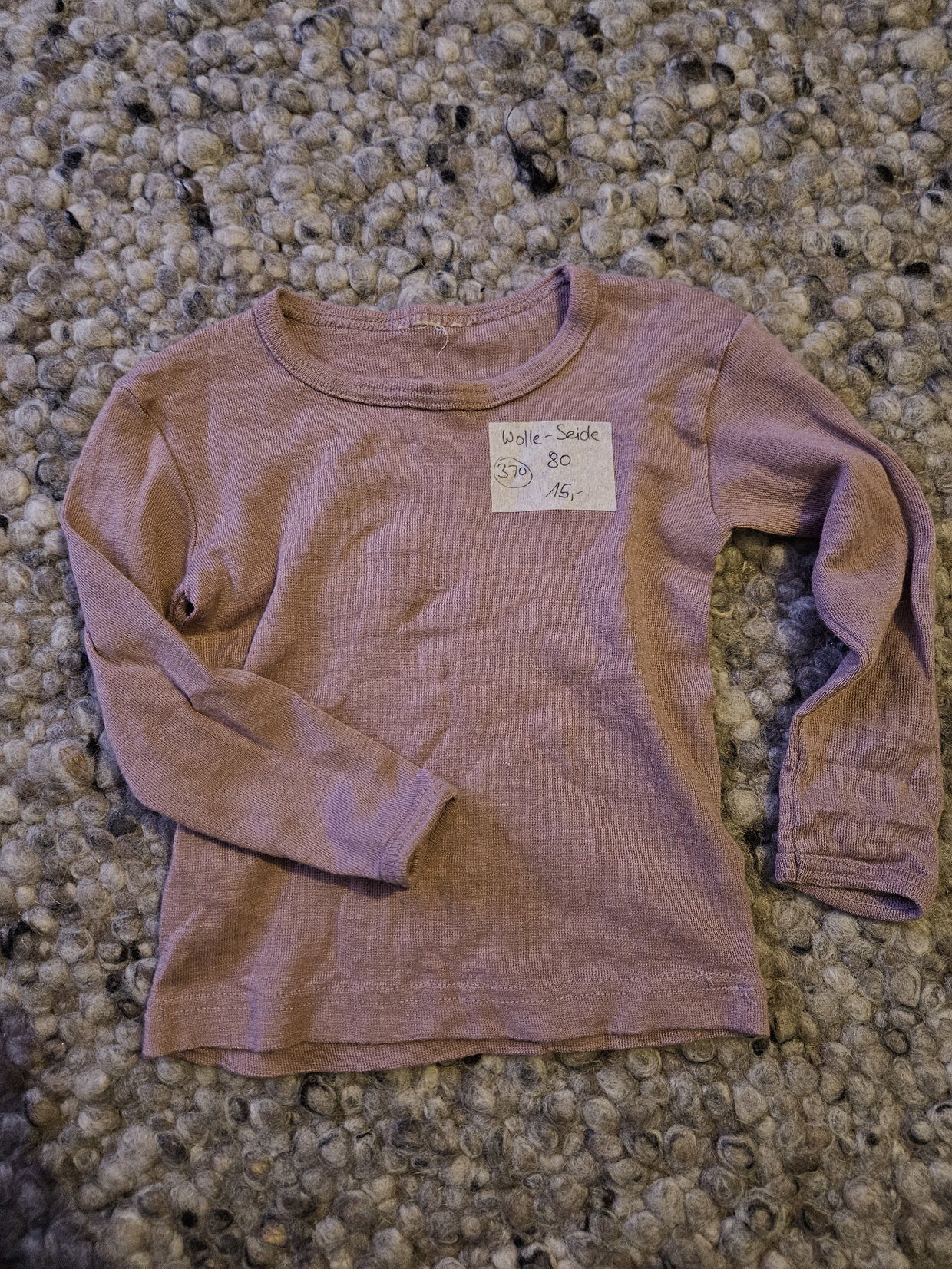 Wolle Seide Langarmshirt Mauve Gr.80