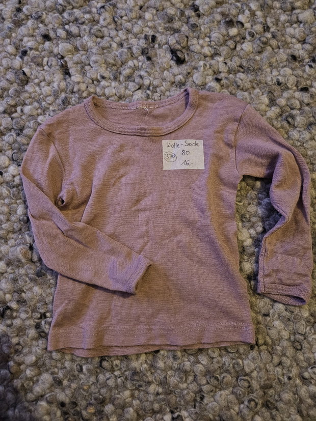 Wolle Seide Langarmshirt Mauve Gr.80