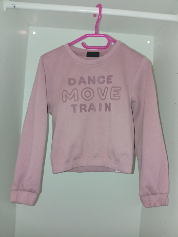🩷 Rosa Pullover mit „DANCE MOVE TRAIN“-Schriftzug – Gr. 128